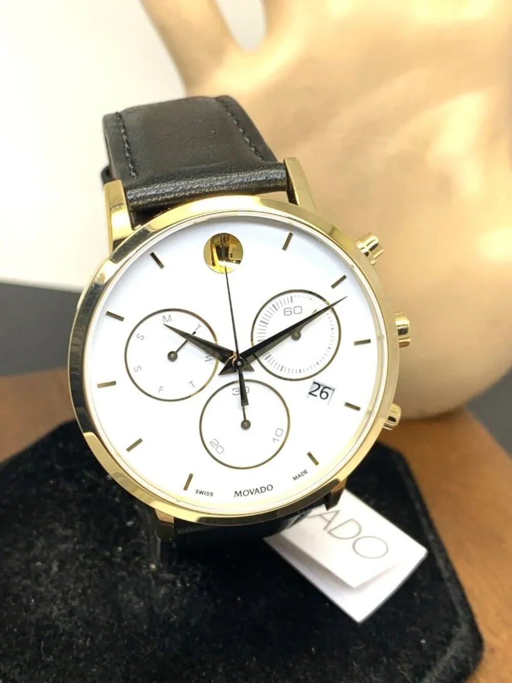 Movado Men's Watch 0607888 Museum Swiss Quartz Chronograph White Dial Leather
